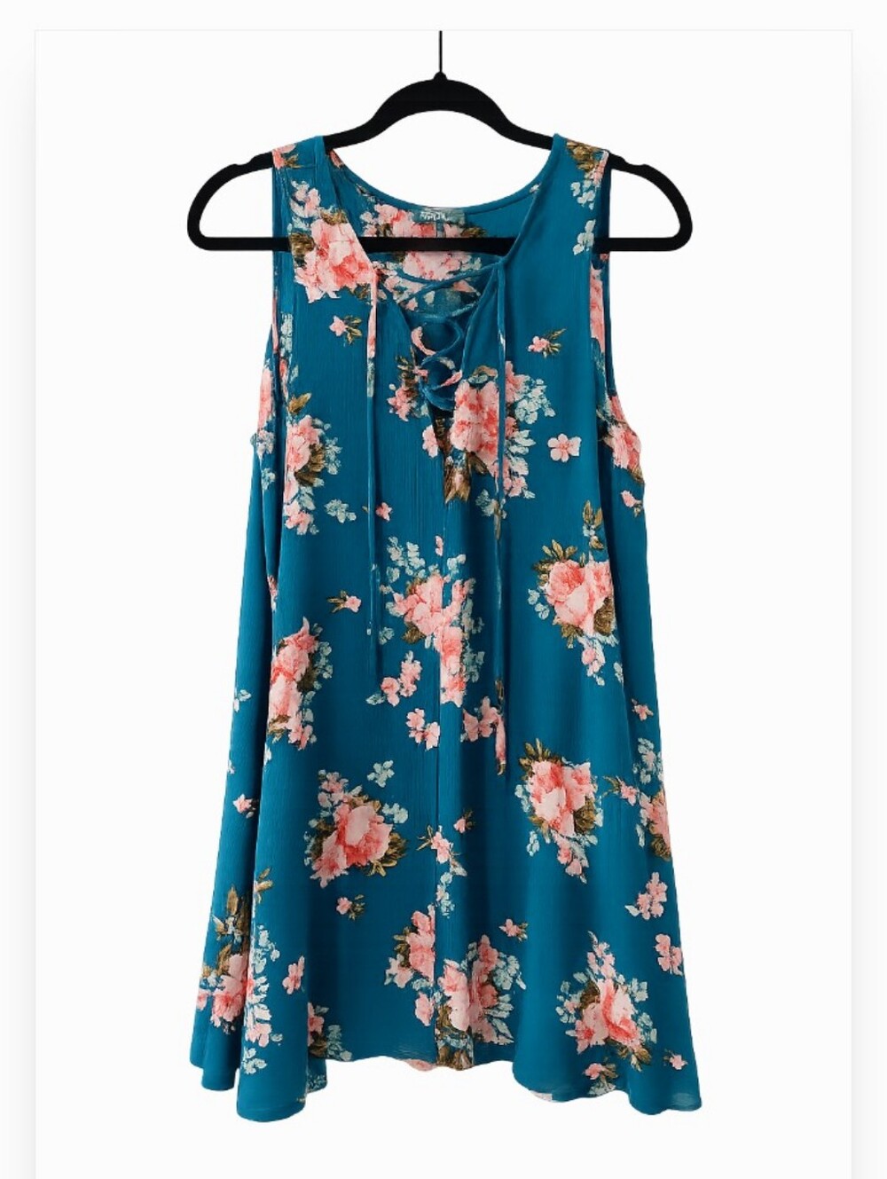 Be Cool Summer Dress Women's M Short Floral Lace-up Tie Front Y2K Cottagecore